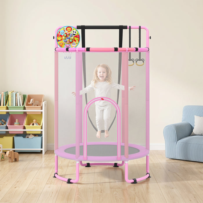 6-in-1 Kids Trampoline 140 cm Indoor Outdoor Trampoline with Swing-