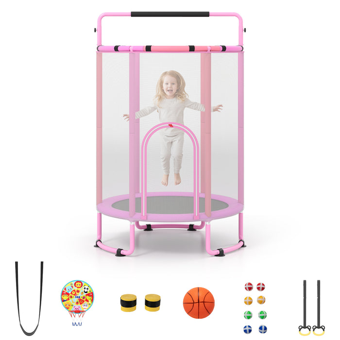 6-in-1 Kids Trampoline 140 cm Indoor Outdoor Trampoline with Swing-