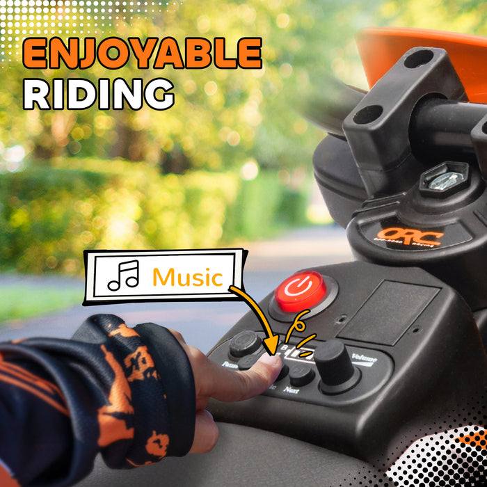 AIYAPLAY 12V Kids Electric Motorbike, Kids Electric Ride on Motorcycle w/ Twist Grip Throttle, Training Wheels - Orange | Aosom UK