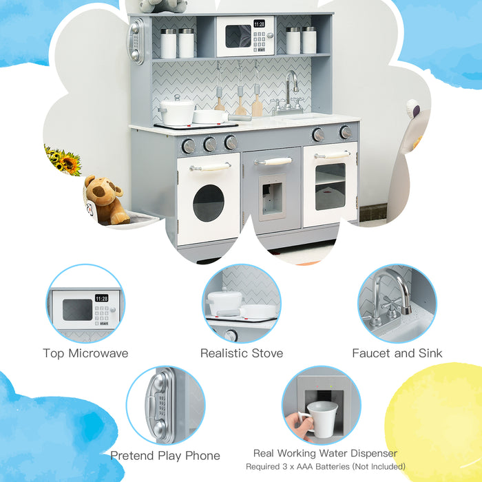 Wooden Pretend Kitchen Toys for Kids with Accessories