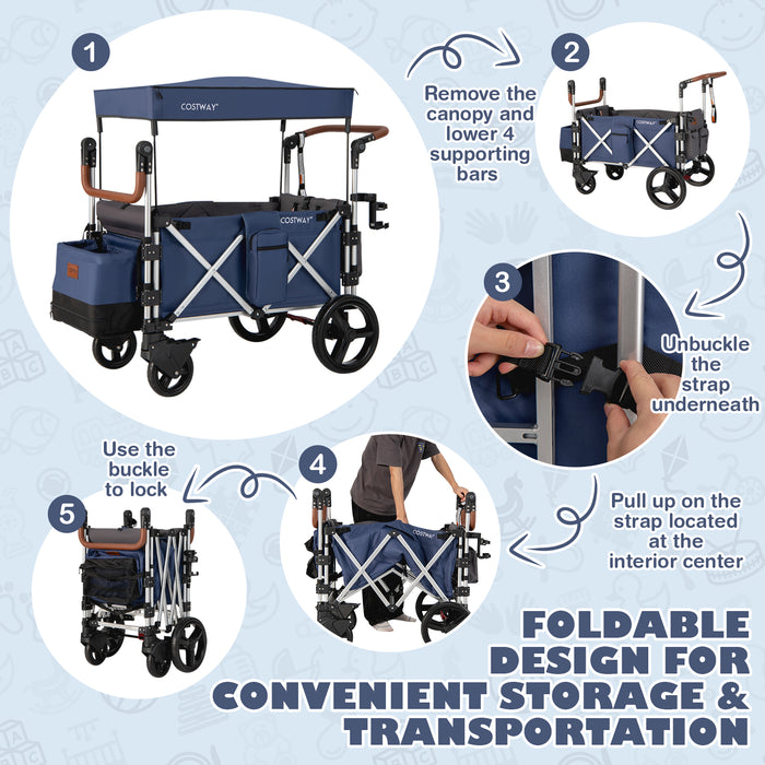 Twin Baby Double Stroller Wagon - Push Pull Functionality for Easy Movement - Ideal for Parents Handling Two Kids