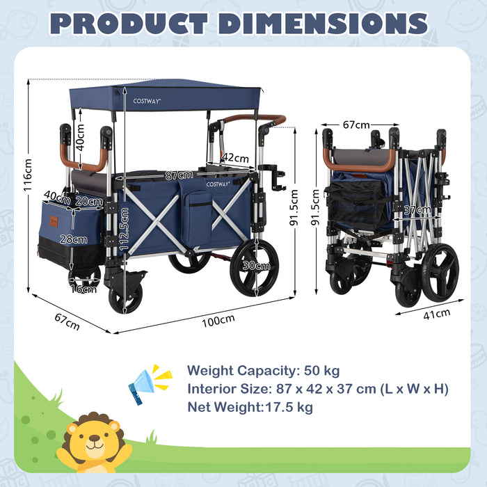 Twin Baby Double Stroller Wagon - Push Pull Functionality for Easy Movement - Ideal for Parents Handling Two Kids