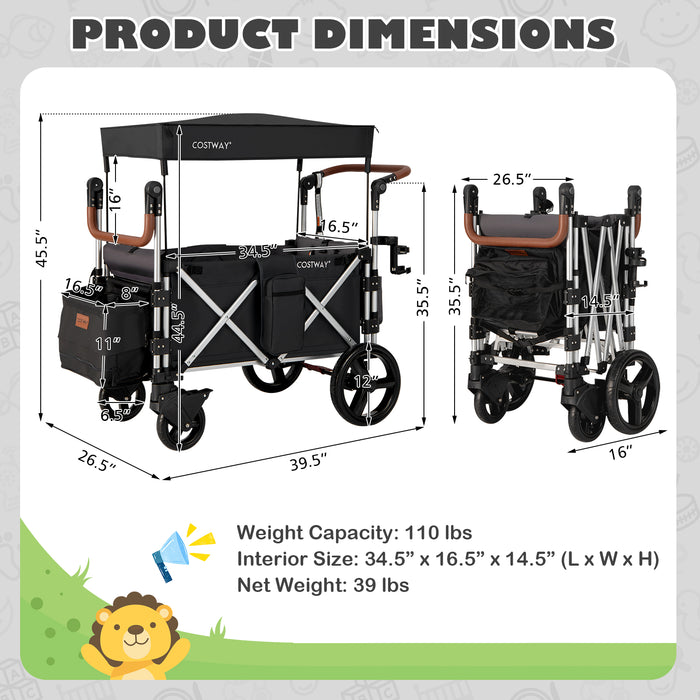 Twin Baby Double Stroller Wagon - Push Pull Functionality for Easy Movement - Ideal for Parents Handling Two Kids