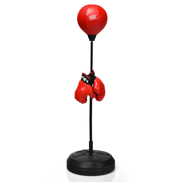 Adjustable Speed Ball Reflex Bag Kit - 122cm to 154cm Height, includes Stand and Gloves - Ideal Training Equipment for Boxers and Fitness Enthusiasts