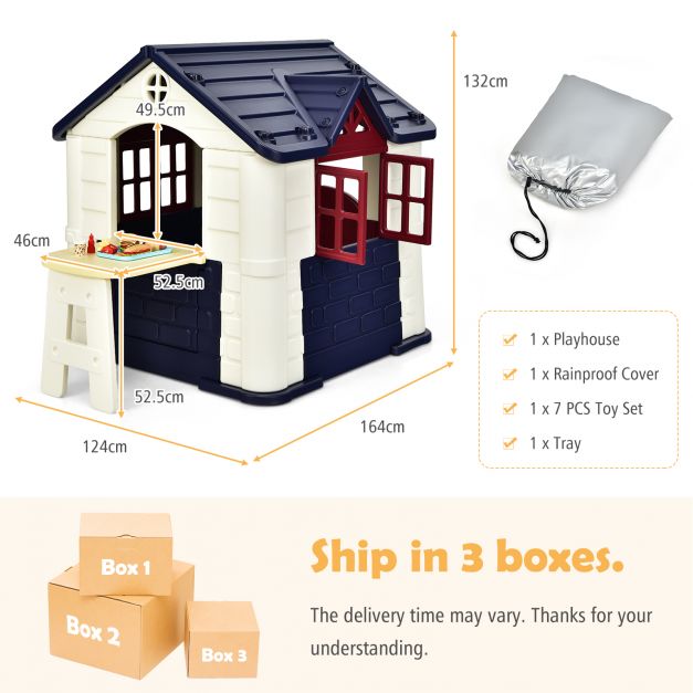 KidKraft - Outdoor Cottage-Themed Pretend Play Center with Picnic Table and Food Toy Set - Ideal for Encouraging Children's Creative Outdoor Play