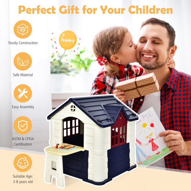 KidKraft - Outdoor Cottage-Themed Pretend Play Center with Picnic Table and Food Toy Set - Ideal for Encouraging Children's Creative Outdoor Play