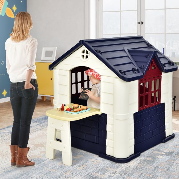 KidKraft - Outdoor Cottage-Themed Pretend Play Center with Picnic Table and Food Toy Set - Ideal for Encouraging Children's Creative Outdoor Play