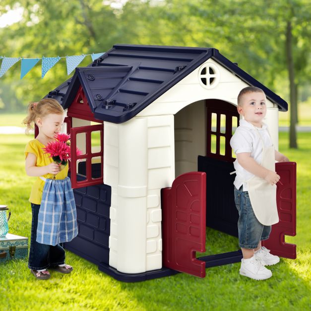 KidKraft - Outdoor Cottage-Themed Pretend Play Center with Picnic Table and Food Toy Set - Ideal for Encouraging Children's Creative Outdoor Play