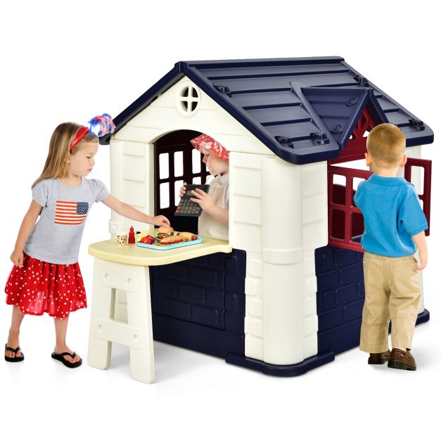 KidKraft - Outdoor Cottage-Themed Pretend Play Center with Picnic Table and Food Toy Set - Ideal for Encouraging Children's Creative Outdoor Play