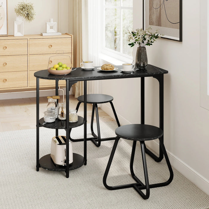 Table and 2 Bar Stools Set with Adjustable Legs for Kitchen-