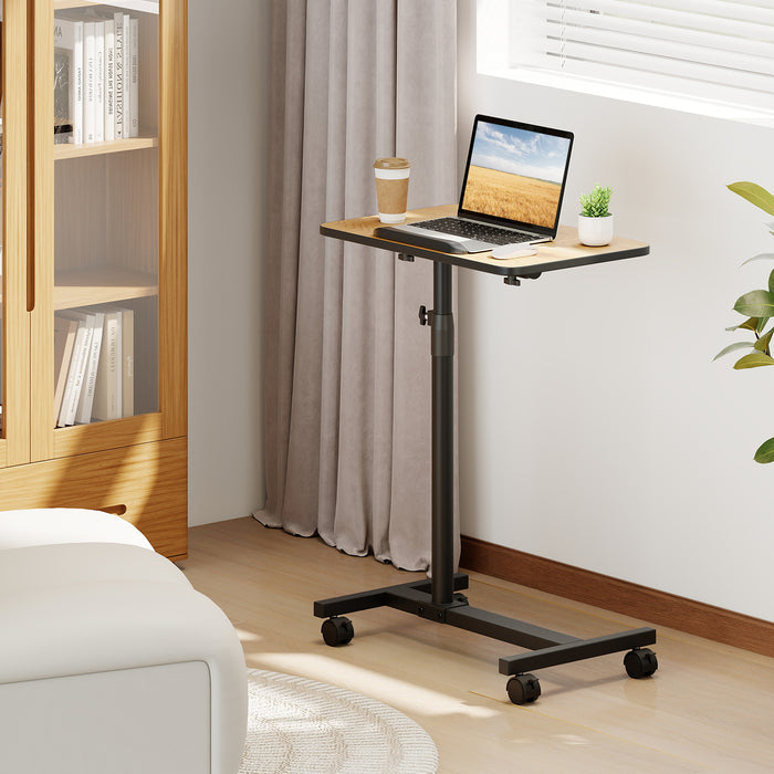 Overbed Table Tilting Bedside Table with Lockable Wheels Adjustable Height-