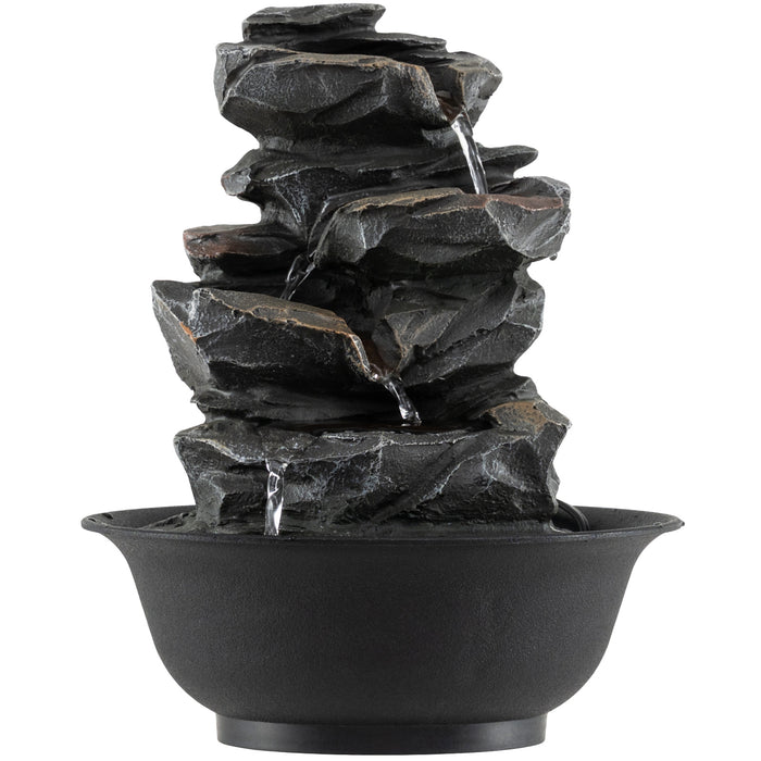 Tabletop Water Fountain Indoor Desktop Cascading Water Feature with LED Light