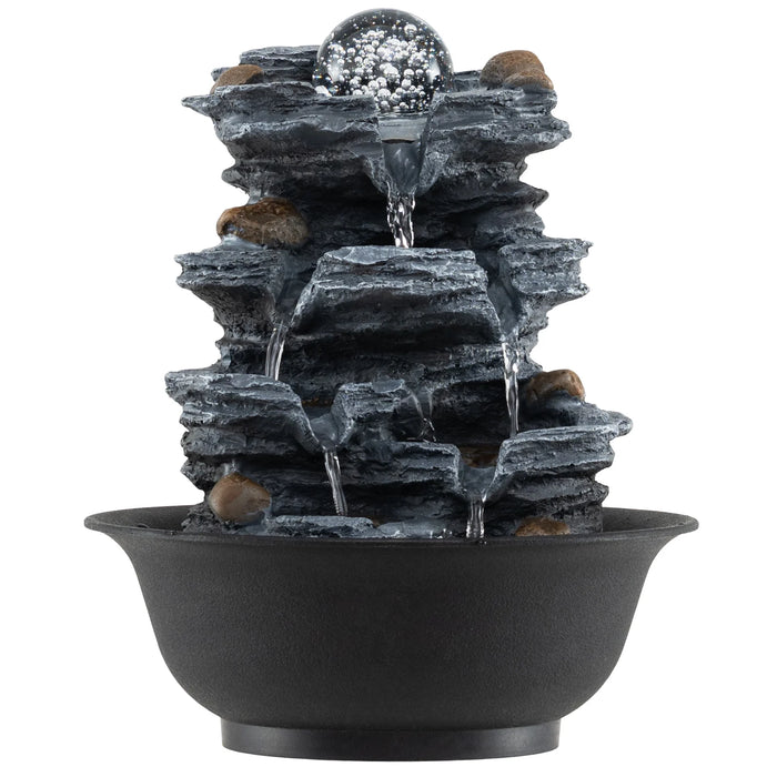 Tabletop Water Fountain with Rolling Crystal Ball Indoor Cascading Water Feature