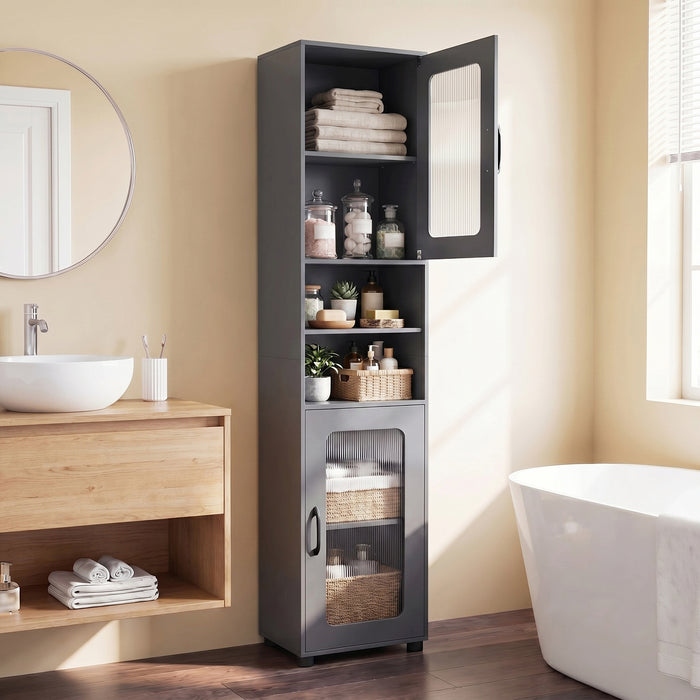 Tall Bathroom Storage Cabinet with Adjustable Shelf for Laundry-