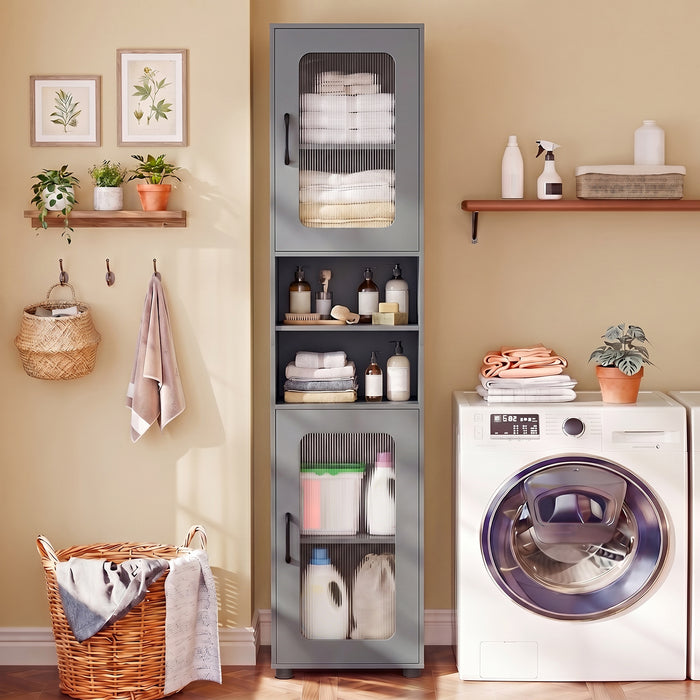 Tall Bathroom Storage Cabinet with Adjustable Shelf for Laundry-