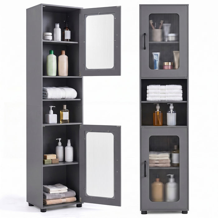 Tall Bathroom Storage Cabinet with Adjustable Shelf for Laundry-
