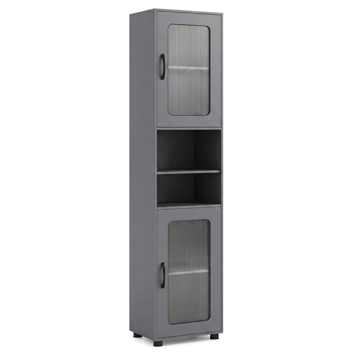 Tall Bathroom Storage Cabinet with Adjustable Shelf for Laundry-