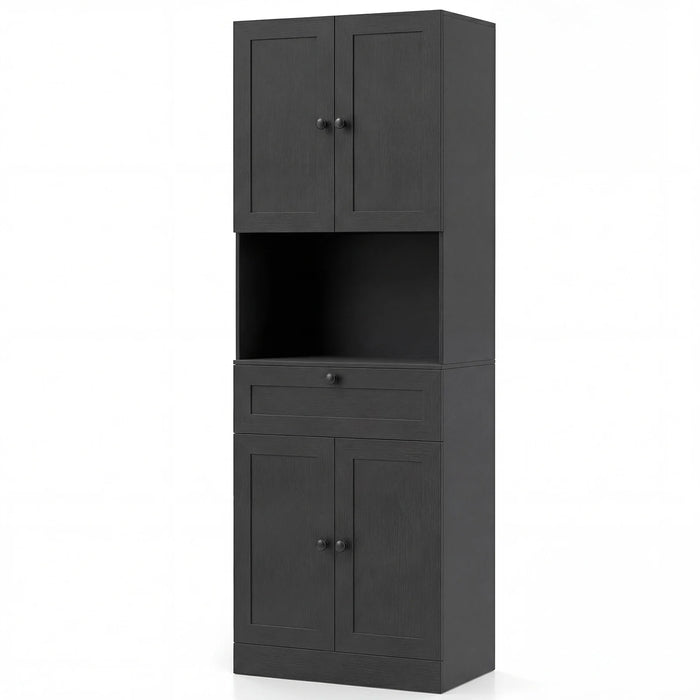 Tall Bathroom Cabinet Freestanding Storage Cabinet with 4 Doors and 1 Drawer-Brown