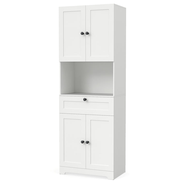 Tall Bathroom Cabinet Freestanding Storage Cabinet with 4 Doors and 1 Drawer-Brown