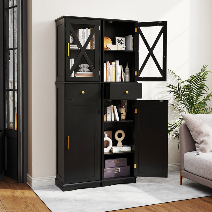 Tall Bathroom Cabinet with Drawer 2 Doors and 3 Adjustable Shelves-White