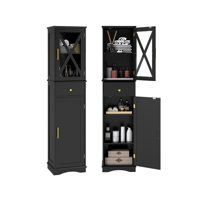 Tall Bathroom Cabinet with Drawer 2 Doors and 3 Adjustable Shelves-White