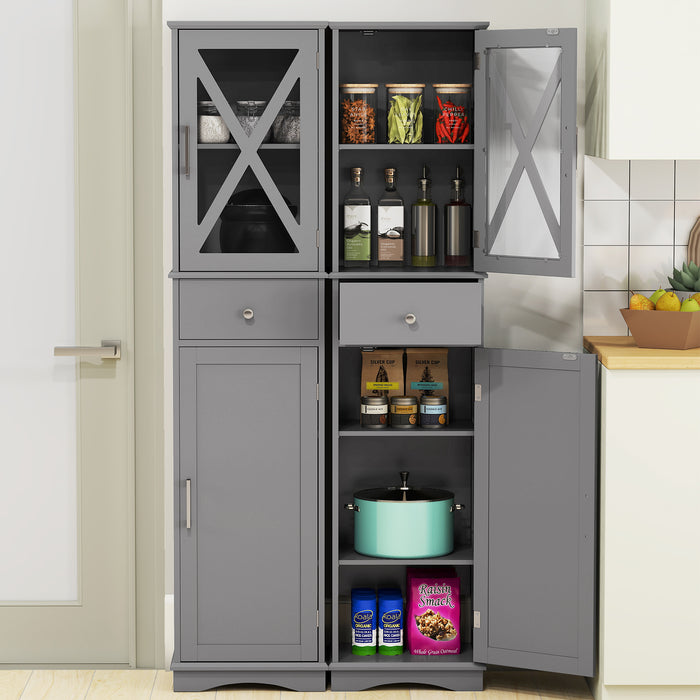 Tall Bathroom Cabinet with Drawer 2 Doors and 3 Adjustable Shelves-White