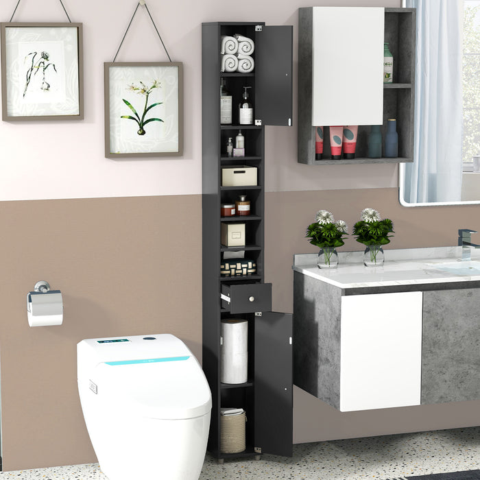 180CM Tall Freestanding Bathroom Cabinet with 2 Doors and 1 Drawer-White