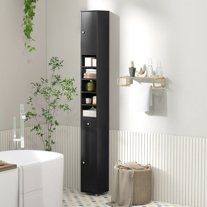 180CM Tall Freestanding Bathroom Cabinet with 2 Doors and 1 Drawer-White