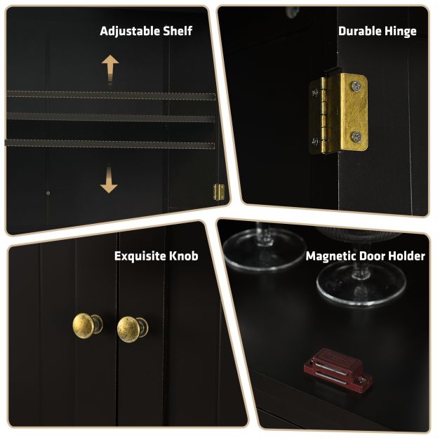 4-Door High Kitchen Sideboard - Versatile Adjustable Shelving Storage Unit - Perfect for Enhancing Space Utilization and Organization in Kitchens