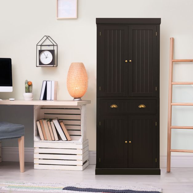 4-Door High Kitchen Sideboard - Versatile Adjustable Shelving Storage Unit - Perfect for Enhancing Space Utilization and Organization in Kitchens