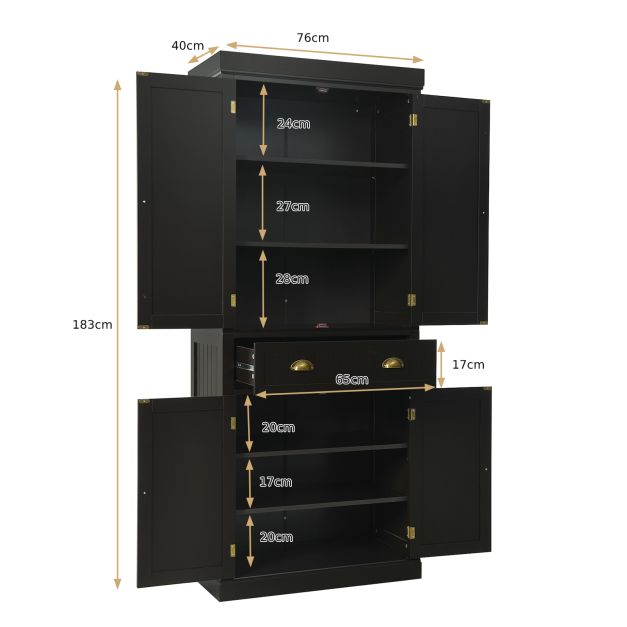 4-Door High Kitchen Sideboard - Versatile Adjustable Shelving Storage Unit - Perfect for Enhancing Space Utilization and Organization in Kitchens