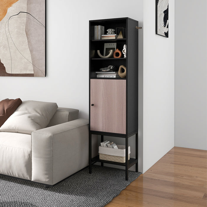 Tall Storage Cabinet with Adjustable Shelf and Bottom Storage-