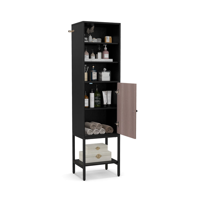 Tall Storage Cabinet with Adjustable Shelf and Bottom Storage-