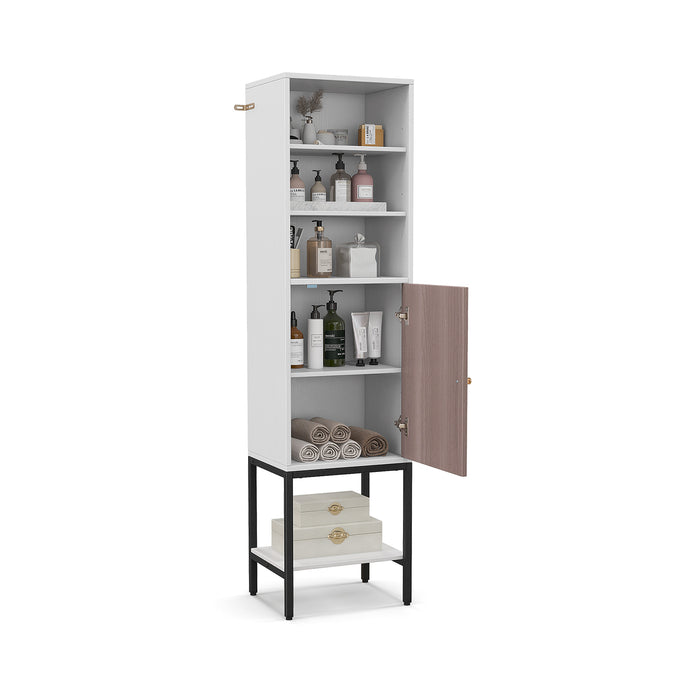 Tall Storage Cabinet with Adjustable Shelf and Bottom Storage-
