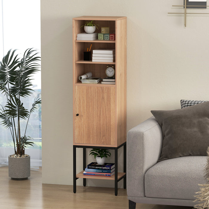 Tall Storage Cabinet with Adjustable Shelf and Bottom Storage-
