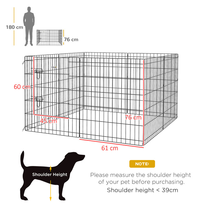8 Panel DIY Dog Pen with Easy Access Door - Ideal for Dogs & Small Animals, Safe Indoor/Outdoor Enclosure - 61cm Height for Pet Security and Play Area