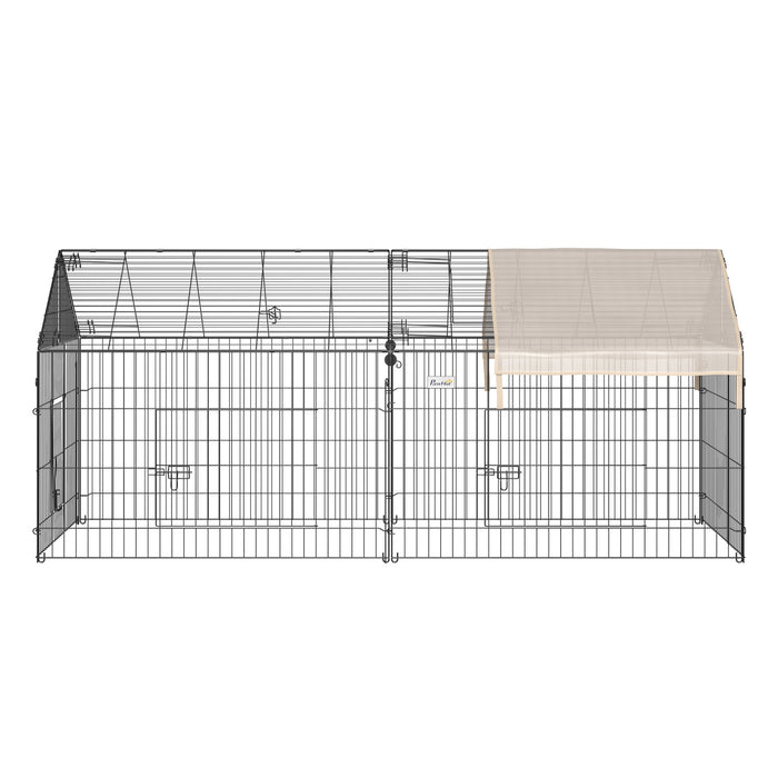 PawHut Small Animal Cage with Cover for Bunny, Chinchilla, Guinea Pig, Beige