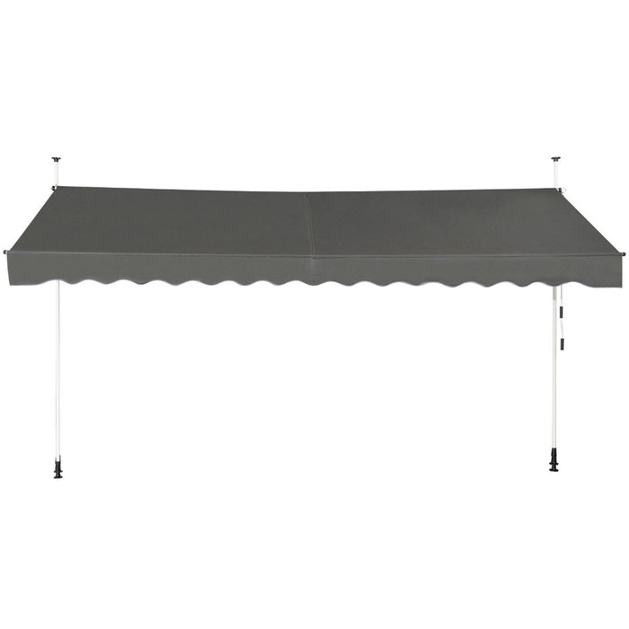 Manual Crank Handle Telescopic Awning - Outdoor Sun Shade Canopy - Perfect for Patio or Deck Coverage