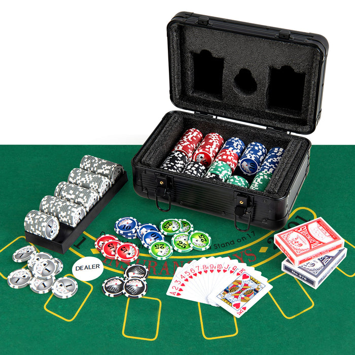Texas Holdem Poker Chip Set Casino Poker Chips with 300 Pieces Chips-
