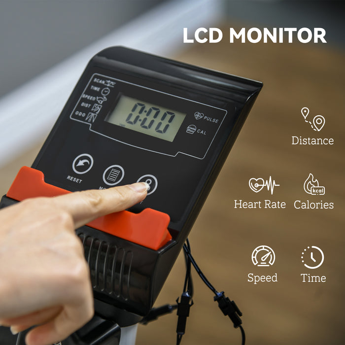 SPORTNOW Quiet Exercise Bike Stationary Bike with 8-Level Magnetic Resistance, Heart-Rate Sensor and Wheels, Grey | Aosom UK