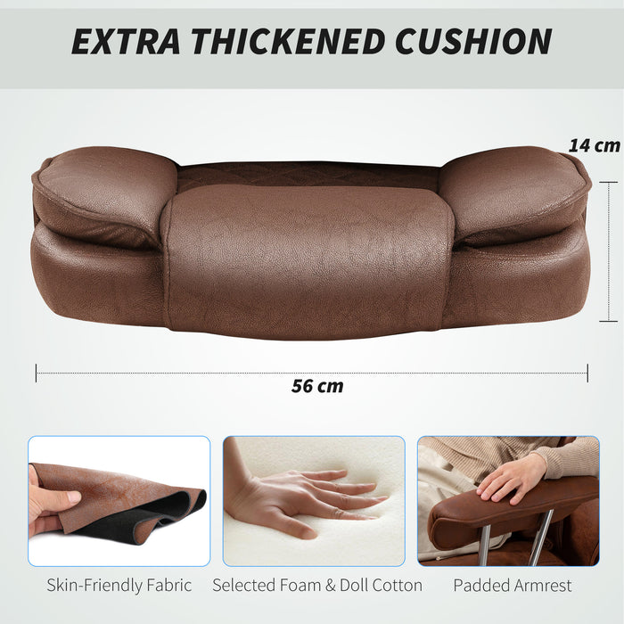 HOMCOM Leathaire Reclining Office Chair with Lumbar Support Pillow - Dark Brown