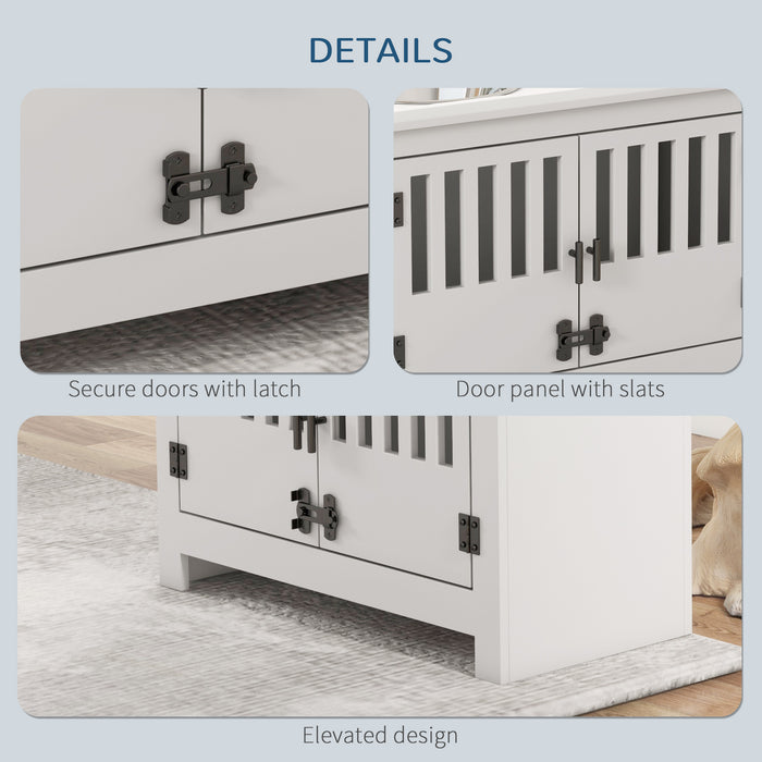 Elevated Pet Feeder Station with Food & Water Bowls - Built-in Storage for Convenience - Ideal for Large Dog Breeds, White Finish