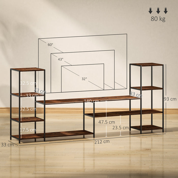 HOMCOM TV Unit for TVs up to 60 Inches, Industrial TV Stand with Storage Shelves, Entertainment Centre for Living Room, Bedroom