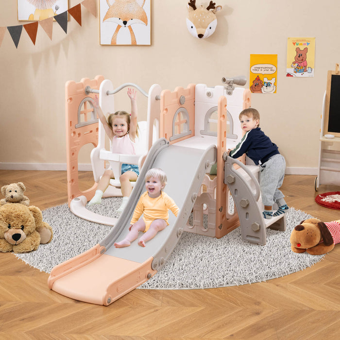 7-in-1 Toddle Slide Set with Swing Seat and Basketball Hoop and Ladder-