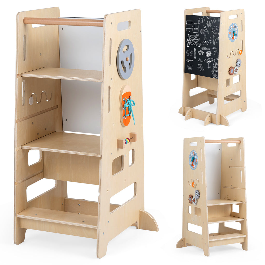 Toddler Standing Tower with Adjustable Height and Blackboard-