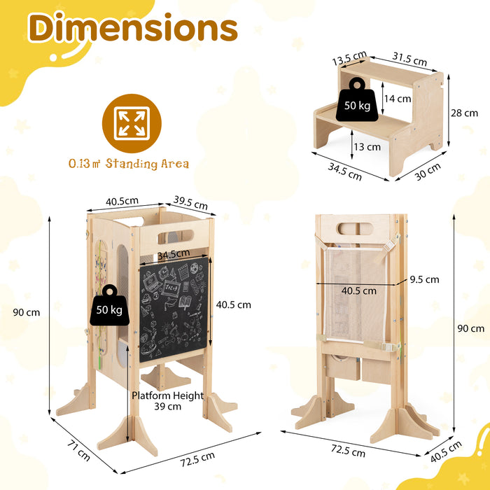 Toddler Step Stool Foldable Standing Tower with Anti-
