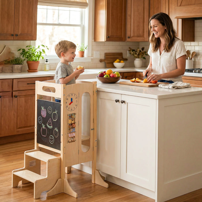 Toddler Step Stool Foldable Standing Tower with Anti-