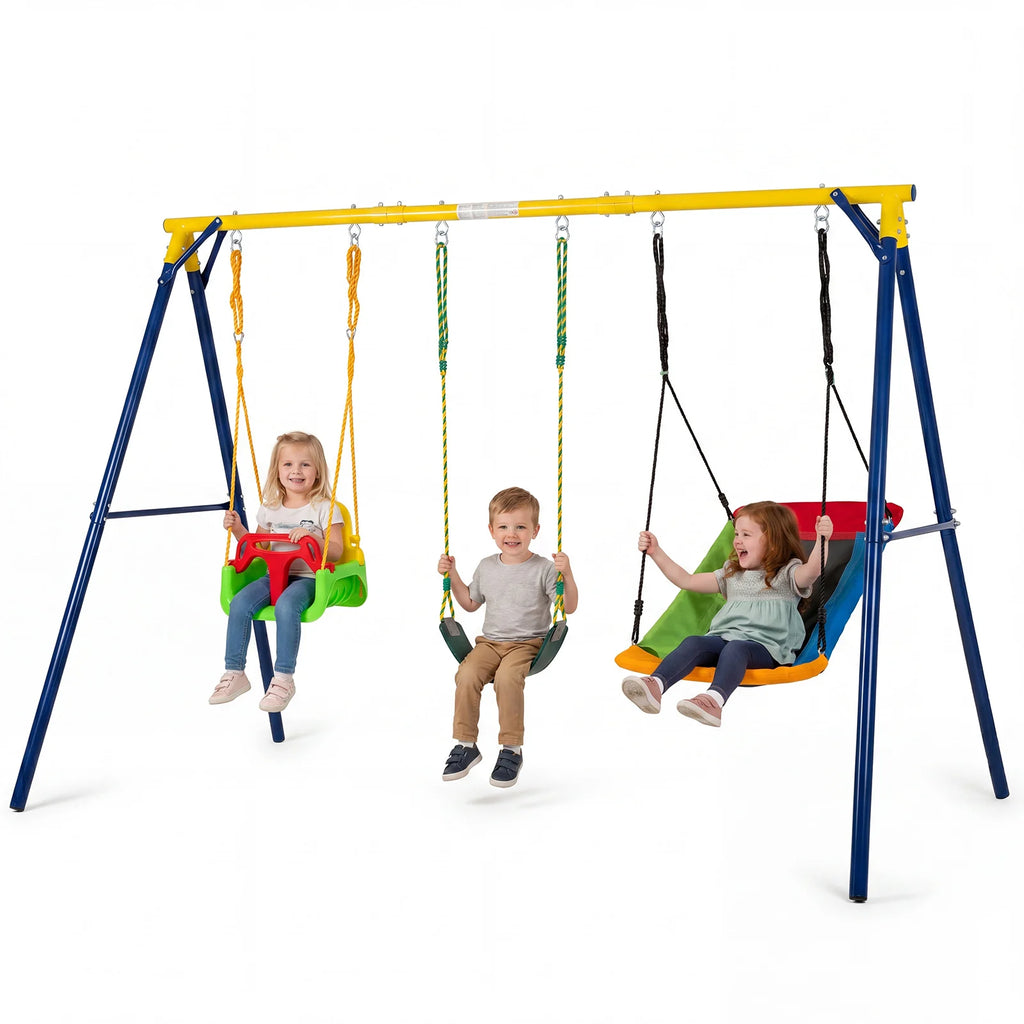 Toddler Swing Set Heavy Duty Metal Swing Frame with Adjustable Belt Swing