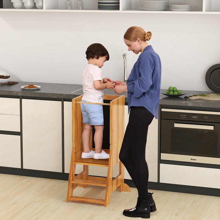 Kitchen Stool Helper for Toddlers - Features Chalkboard and Whiteboard - Ideal For Engaging Children in Cooking Activities