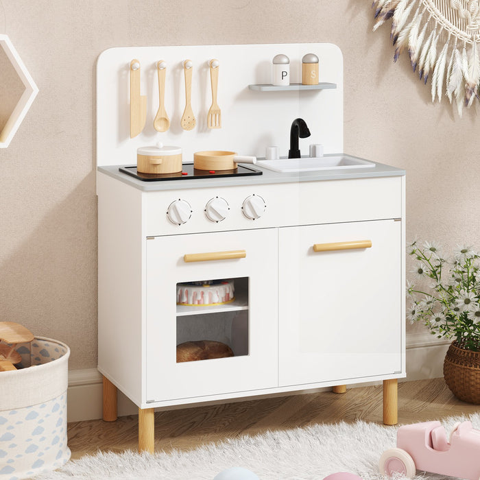 Toddler Pretend Play Kitchen with Light up Stove and Cooking Sounds-